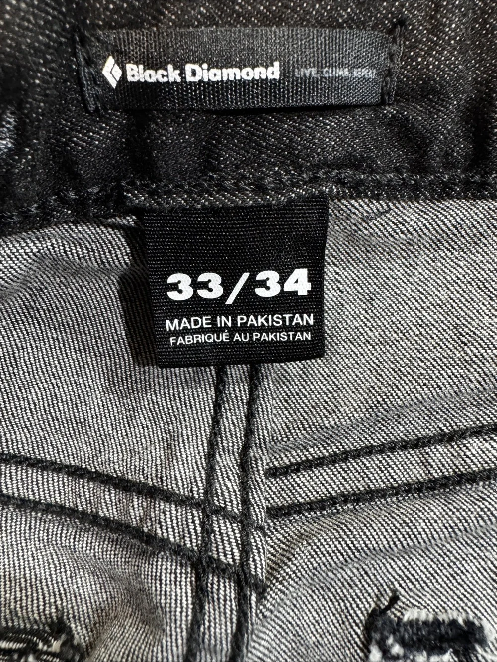 Black Diamond Mens Crag Denim Pants Black Size 33 X 34